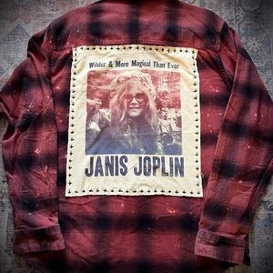Janis Joplin vintage flannel shirt handmade one of a kind upcycle-recycle